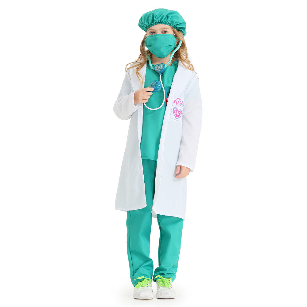 Doctor Green Kids Cosplay Costume Outfits Halloween Carnival Party Disguise Suit