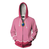 Super Mario Bros Princess Peach Cosplay Hoodie Printed Hooded Sweatshirt Men Women Casual Streetwear Zip Up Jacket Coat