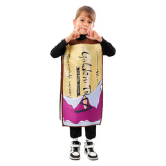Charlie and the Chocolate Factory Kids Children Gold Coupon Smock Cosplay Costume Outfits Halloween Carnival Suit