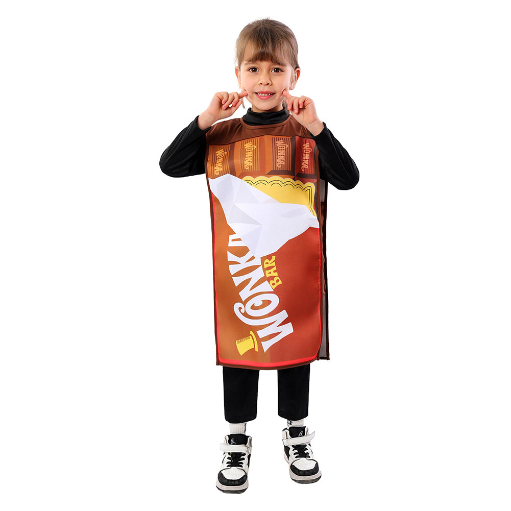 Charlie and the Chocolate Factory Movie Kids Children Chocolate Cosplay Costume Smock Outfits Halloween Carnival Suit