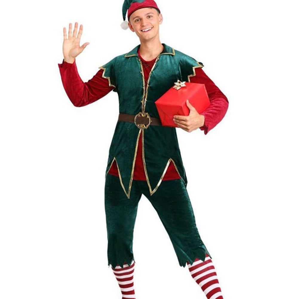 Christmas Elf  XL Adult Men Cosplay Costume Fancy Outfit Halloween Carnival Suit