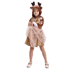 Christmas Kids Girls Cute Deer Elk Cartoon Cosplay Dress Costume Fancy Outfits Halloween Carnival Suit