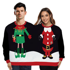 Christmas Printed Hoodie Couple Outfits Hooded Sweatshirt Casual Pullover Hoodie