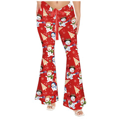 Christmas Snowman Yoga Pants Adult Cosplay Printed Joggers Trousers Outfits Halloween Carnival Suit