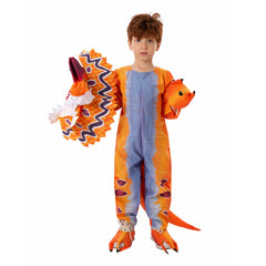 Dilophosaurus Kids Children Dinosaur Cosplay Costume Jumpsuit Fancy Outfit Halloween Carnival Suit