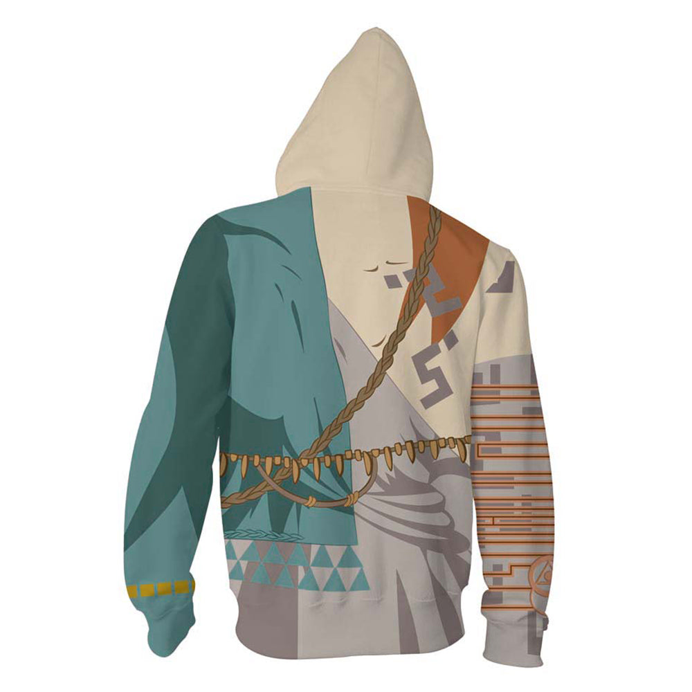 The Legend of Zelda: Tears of the Kingdom Link Cosplay Hoodie Printed Zip Up Sweatshirt Casual Streetwear