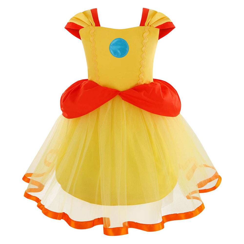 The Super Mario Bros. Daisy Kids Girls Cosplay Costume Dress Halloween Carnival Party Suit