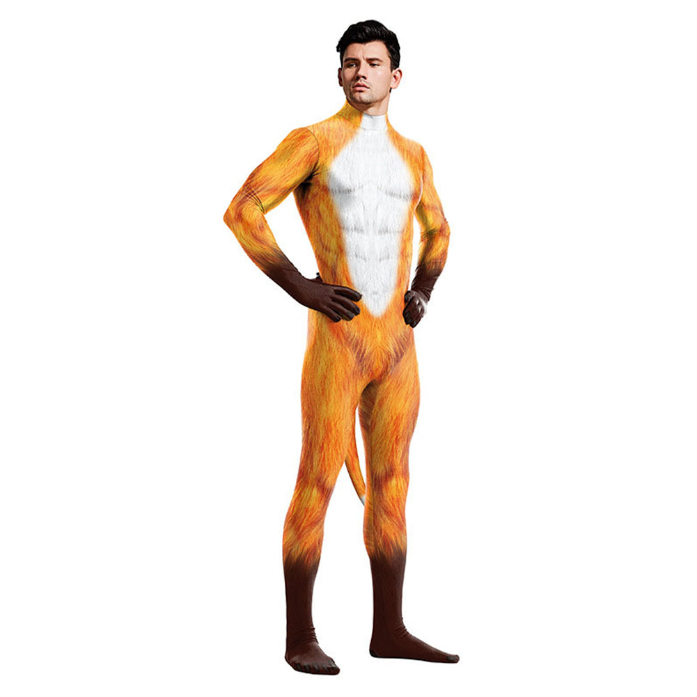 Fox Men Cosplay Costume Jumpsuit Outfits Halloween Carnival Party Disguise Suit