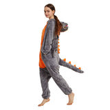 Flannel Dinosaur Homewear Flannel Animal Cosplay Costume Party Jumpsuit Adult Warm Halloween Carnival Party Disguise Suit