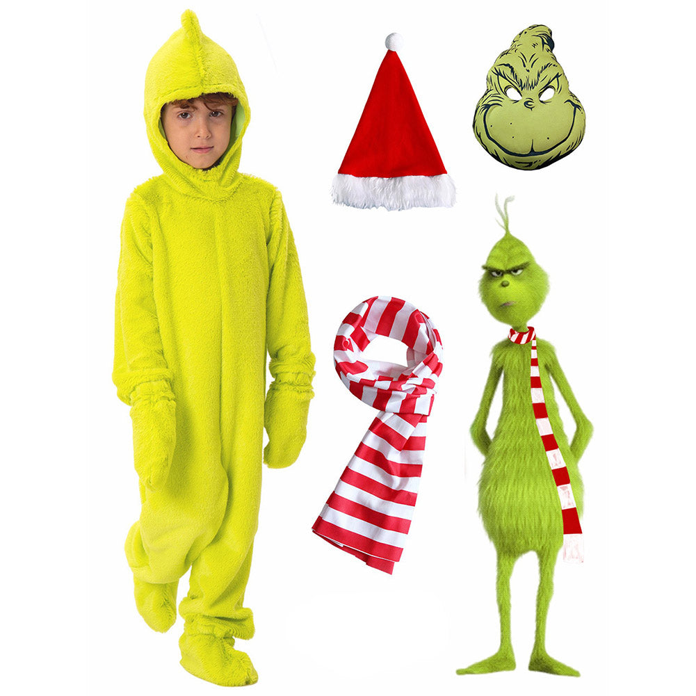 Grinch Kids Children Jumpsuit Outfits Cosplay Costume Christmas Suit ...