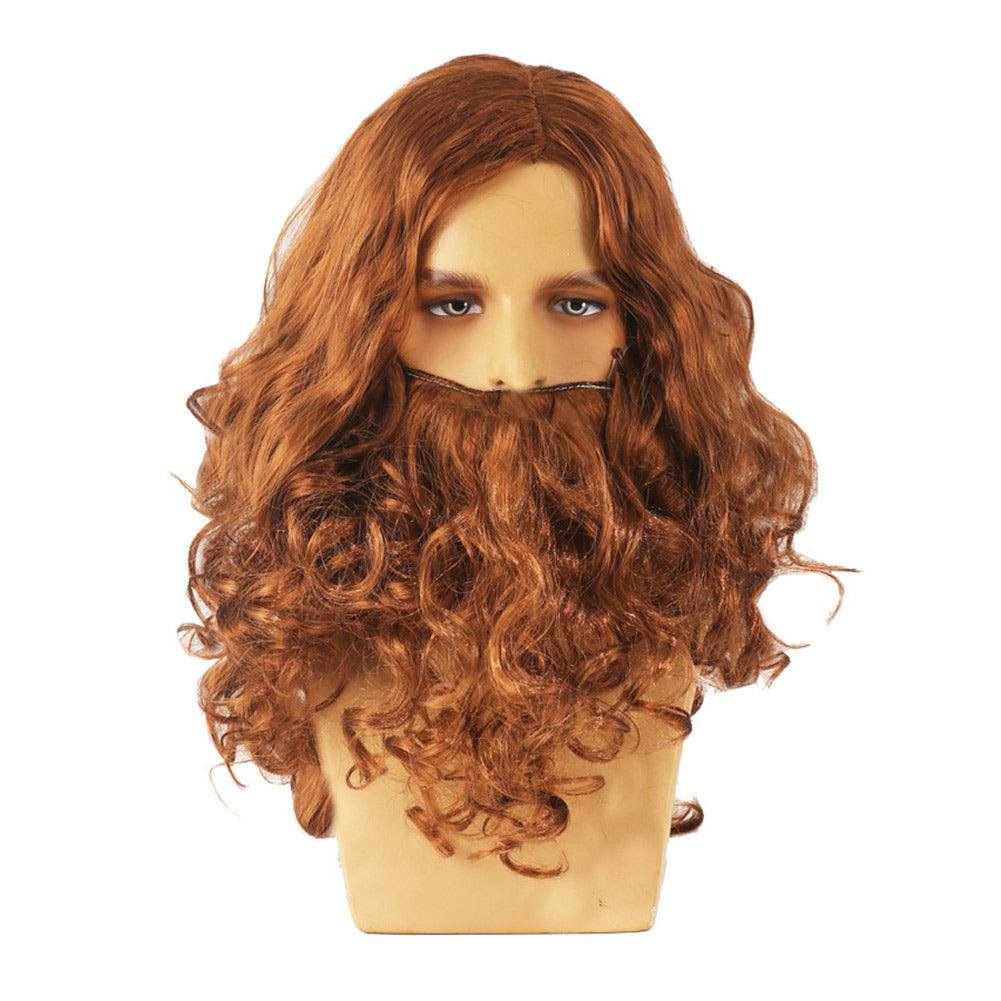 Jesus Santa Claus Kids Adult Cosplay Long Curly Hair Wig Heat Resistant Synthetic Hair Carnival Halloween Party Props