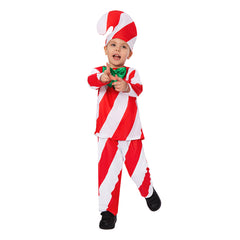 Kids Children Candy Cane Cosplay Costume Outfits Christmas Carnival Suit