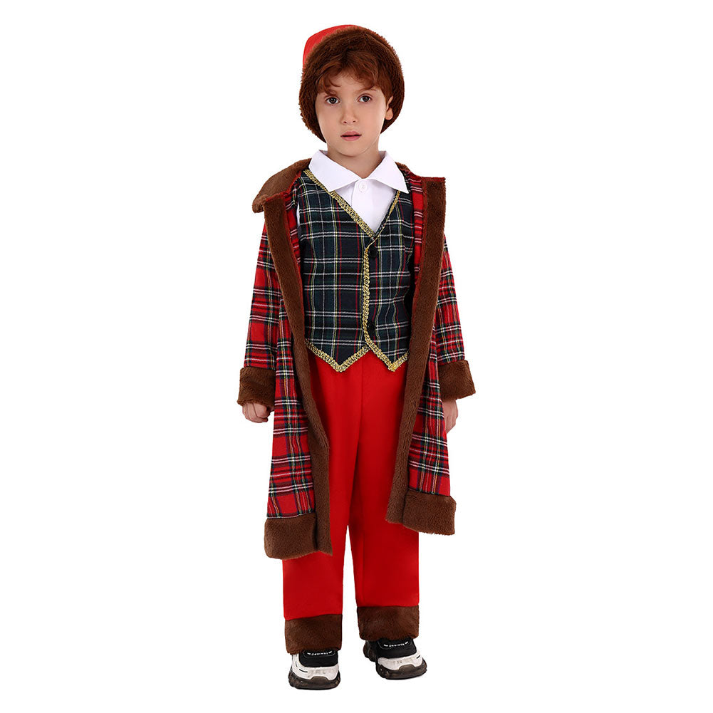 Kids Children Christmas Scotland Costume Santa Clau Cosplay Costume Outfits Christmas Carnival Suit