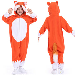 Kids Children Fox Cute Cartoon Pajamas Cosplay Jumpsuit Costume Fancy Outfits Halloween Carnival Suit