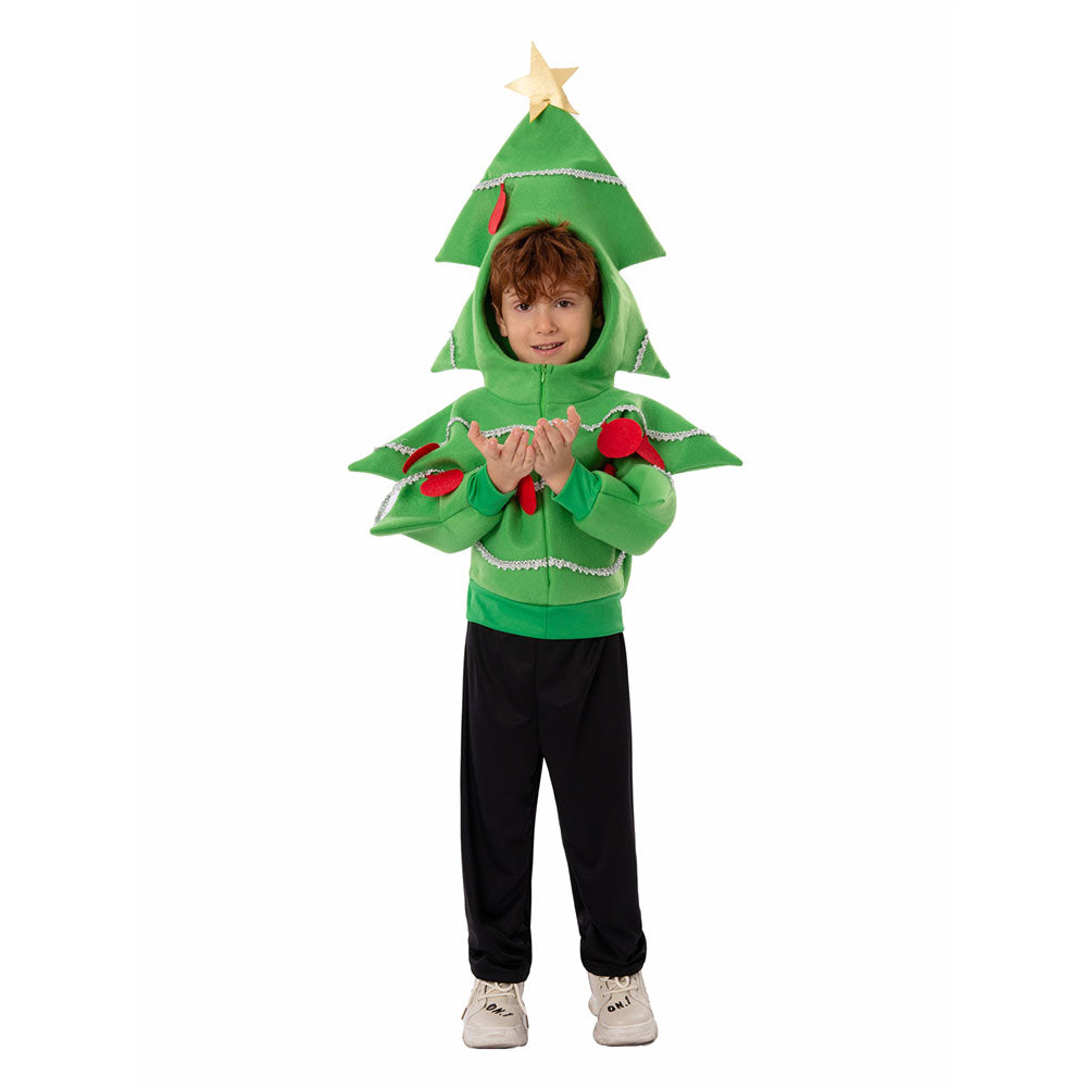 Kids Children Green Jacket Outfits Christmas Tree Cosplay Costume Christmas Carnival Suit