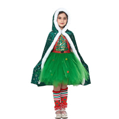 Kids Girls Christmas Tree Green Tutu Dress Outfits Christmas Carnival Suit Cosplay Costume