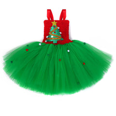 Kids Girls Christmas TUTU Dress Christmas Tree Cosplay Costume Outfits