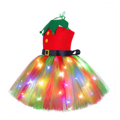Kids Girls Christmas TUTU Dress ELF Cosplay Costume Outfits Christmas Carnival Suit
