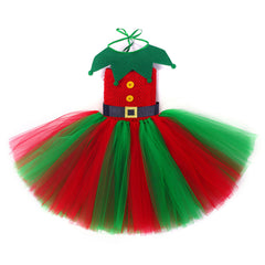 Kids Girls Christmas TUTU Dress ELF Cosplay Costume Outfits Christmas Carnival Suit