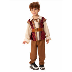 Medieval Retro Vintage Kids Children Party Stage Performance Cosplay Brown Costume Halloween Carnival Suit