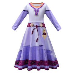 Movie Wish  Asha Kids Girls Cosplay Princess Dress Halloween Carnival Costume