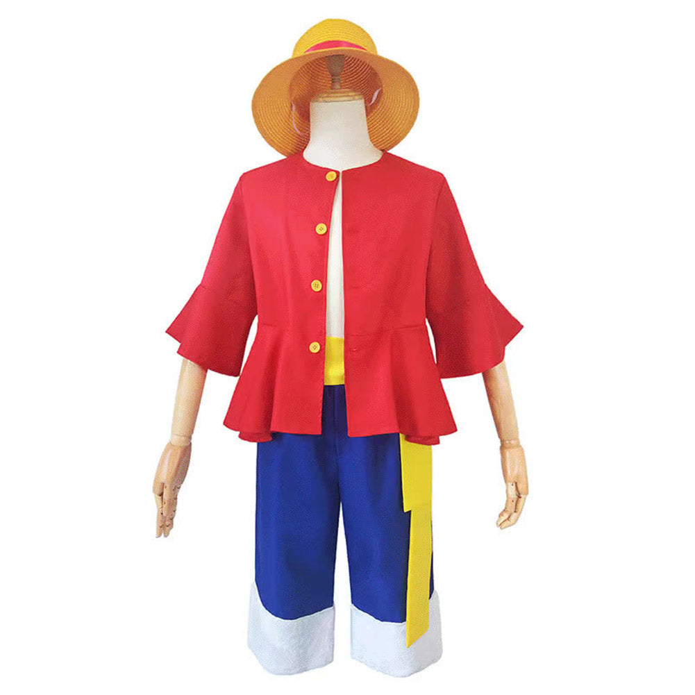 One Piece Kids Children Luffy Cosplay Costume Outfits Halloween Carnival Party Suit