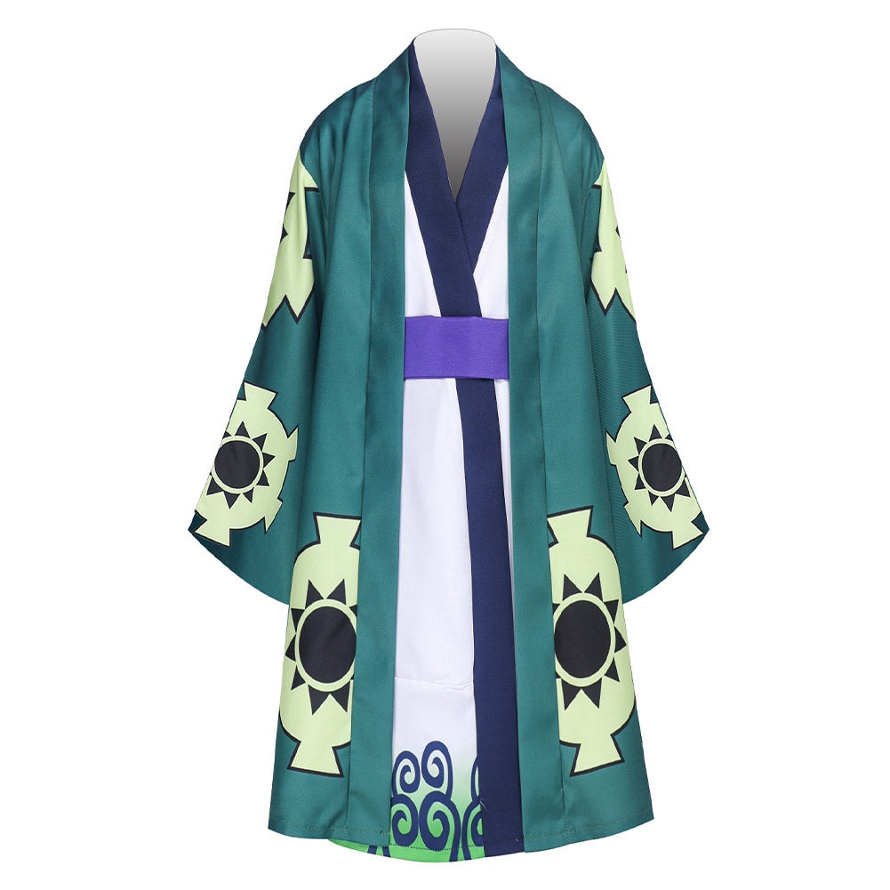 One Piece Kids Children Roronoa Zoro Anime Wano Country Cosplay Costume Kimono Outfits Halloween Carnival Suit