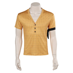 One Piece Roronoa Zoro Adult Cosplay Casual Street Yellow Checked Short-sleeved T-shirt