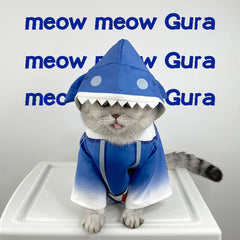 Pet Cat Gawr Gura Clothes Cosplay Outfits Halloween Carnival Suit Costume