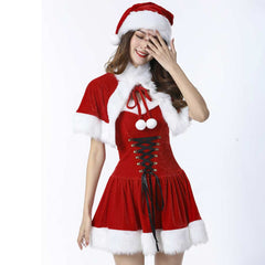 Red Christmas Dress Adult Cosplay Costume Outfits Chirstmas Carnival Suit