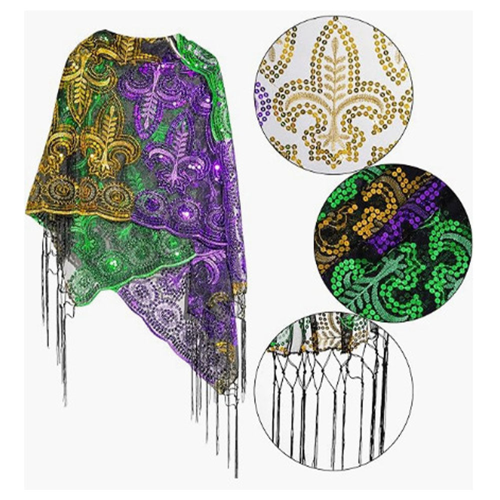 Sequin Mask Feather Headband Shawl Scarf 3 Pics Set Cosplay Latex Mask ...