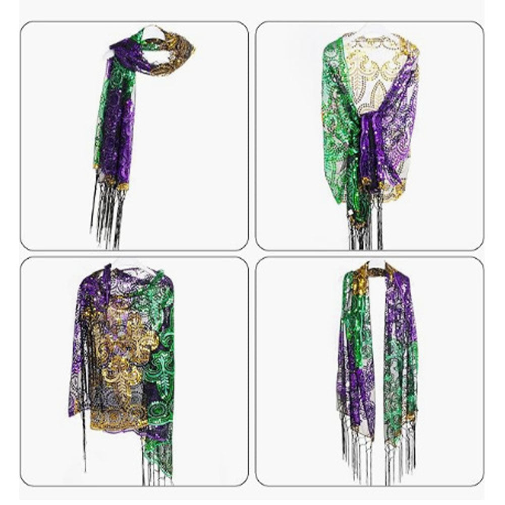 Sequin Mask Feather Headband Shawl Scarf 3 Pics Set Cosplay Latex Mask ...
