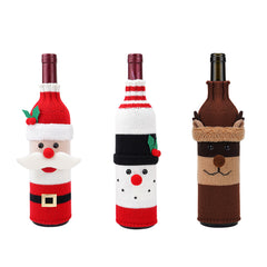 Christmas Santa Claus 3Pcs/Set Red Wine Bottle Bags Cover Christmas Decorations