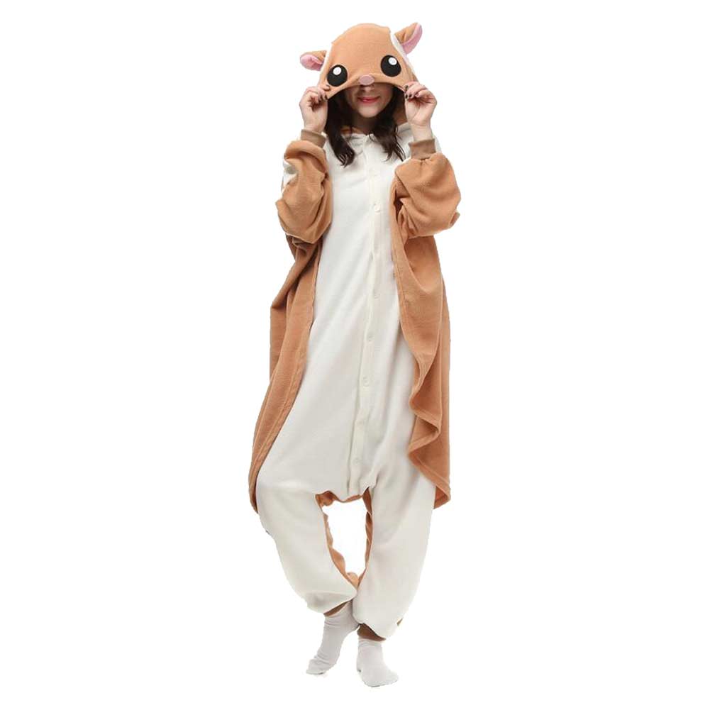 Squirrel Adult Cartoon Cosplay Costume Animal Coral Fleece Jumpsuit Fancy Outfit Halloween Carnival Suit