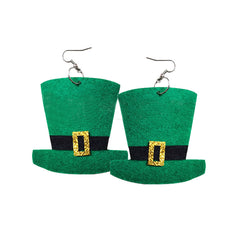 St Patricks Day Green Hat Lucky Costume Accessories Celebration Carnival Props for Irish Fun Party Hats Necklace Earings Set