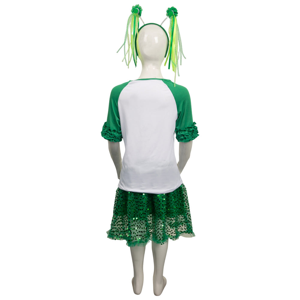 St. Patrick's Day Party Costume Accessories Set Tu-tu Skirt, Beaded Necklace, Gr