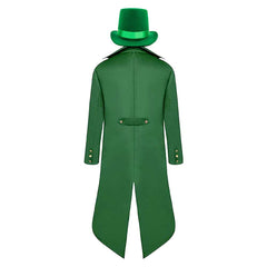 Steampunk Retro St. Patrick's Day Steam Retro Green Coat Hat Set Cosplay Costume Outfits Halloween Carnival Suit  