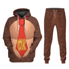 Super Merio Donkey Kong Adult Cosplay Hooded Sweatshirt Joggers Trousers Set 3D Printed Pullover Hoodie Pants Set