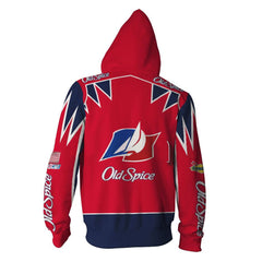 Talladega Nights Cal Naughton Adult Cosplay Hoodie 3D Printed Hooded Sweatshirt Casual Zip Up Hoodie