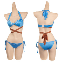 The Legend of Zelda Link Cosplay Two Piece Swimsuit with Sheer Kimono Cardigan Cover Up Original Design