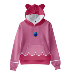 The Super Mario Bros. Princess Peach Adult Cosplay Hoodie Hooded Sweatshirt Casual Pullover Hoodie