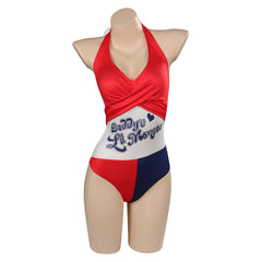 Ugly Girl Harley Quinn Cosplay Two Piece Swimsuit with Sheer Kimono Cardigan Cover Up Original Design