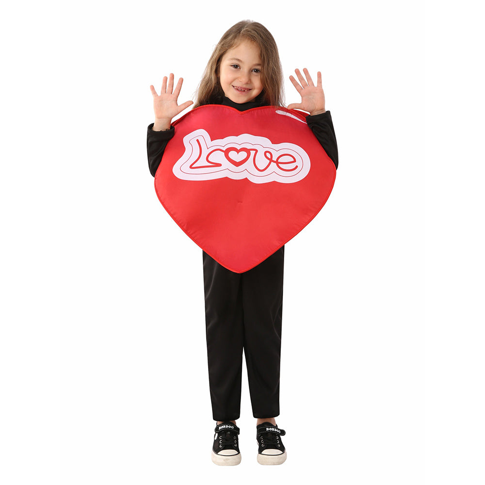 Valentine's Day Kids Children Black With Love Jumpsuit Cosplay Costume Fancy Outfits Halloween Carnival Suit